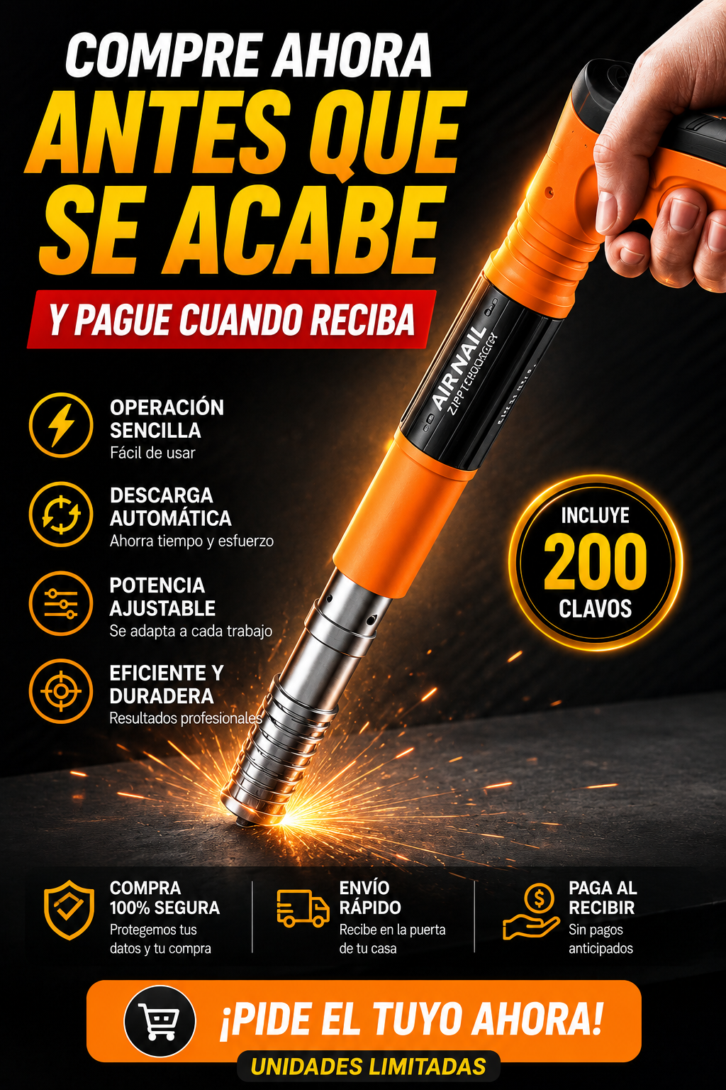 Pistola Clavos Acero Neumatica Clavadora ''POCAS UNIDADES DISPONIBLES''