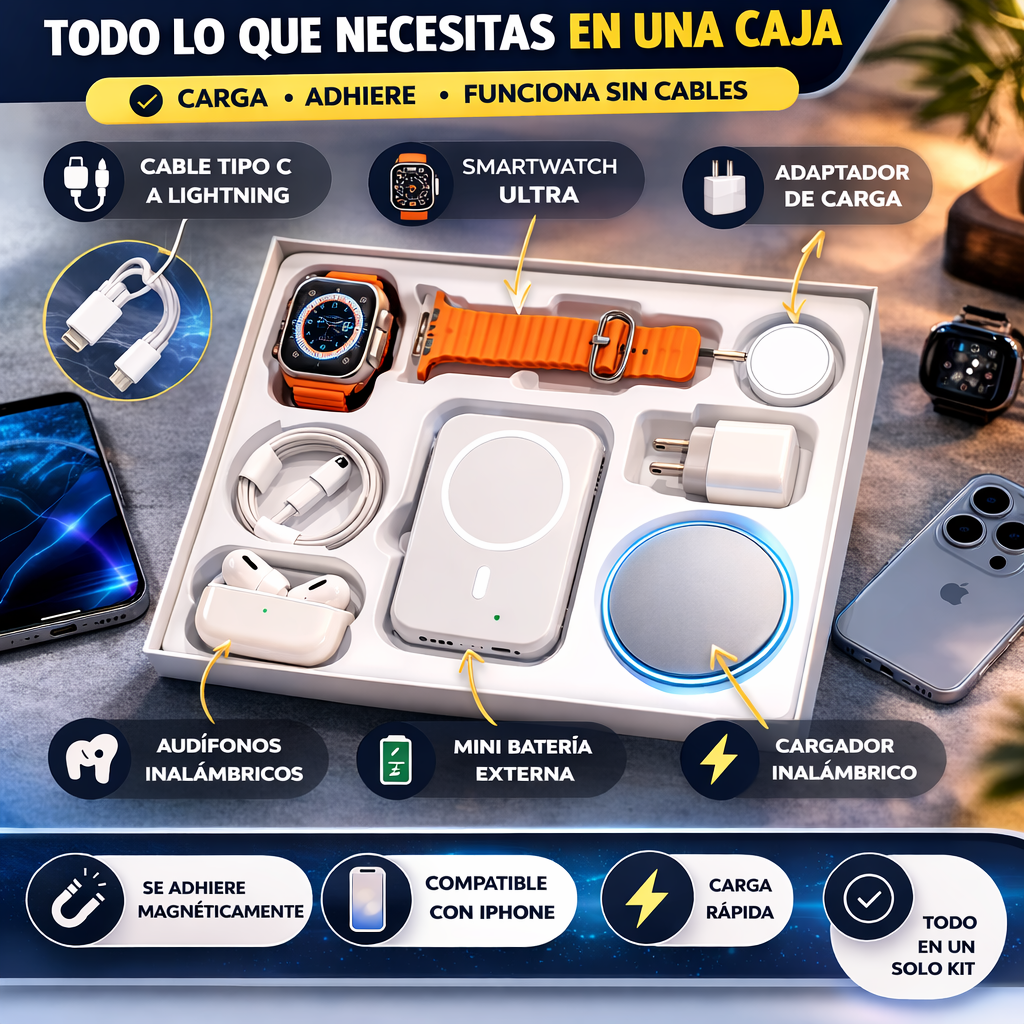 SMARTWATCH ULTRA + KIT COMPLETO 9 EN 1