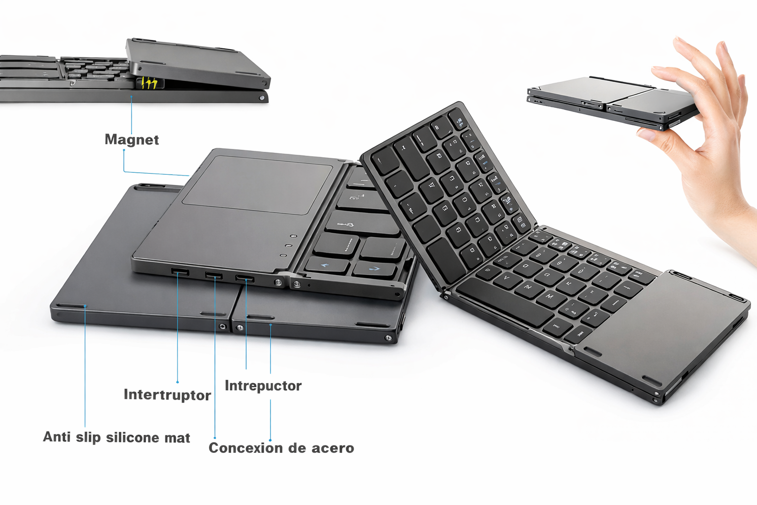 Teclado Bluetooth plegable portátil