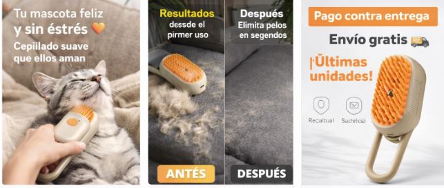 CEPILLO PARA MASCOTAS CON SPRAY
